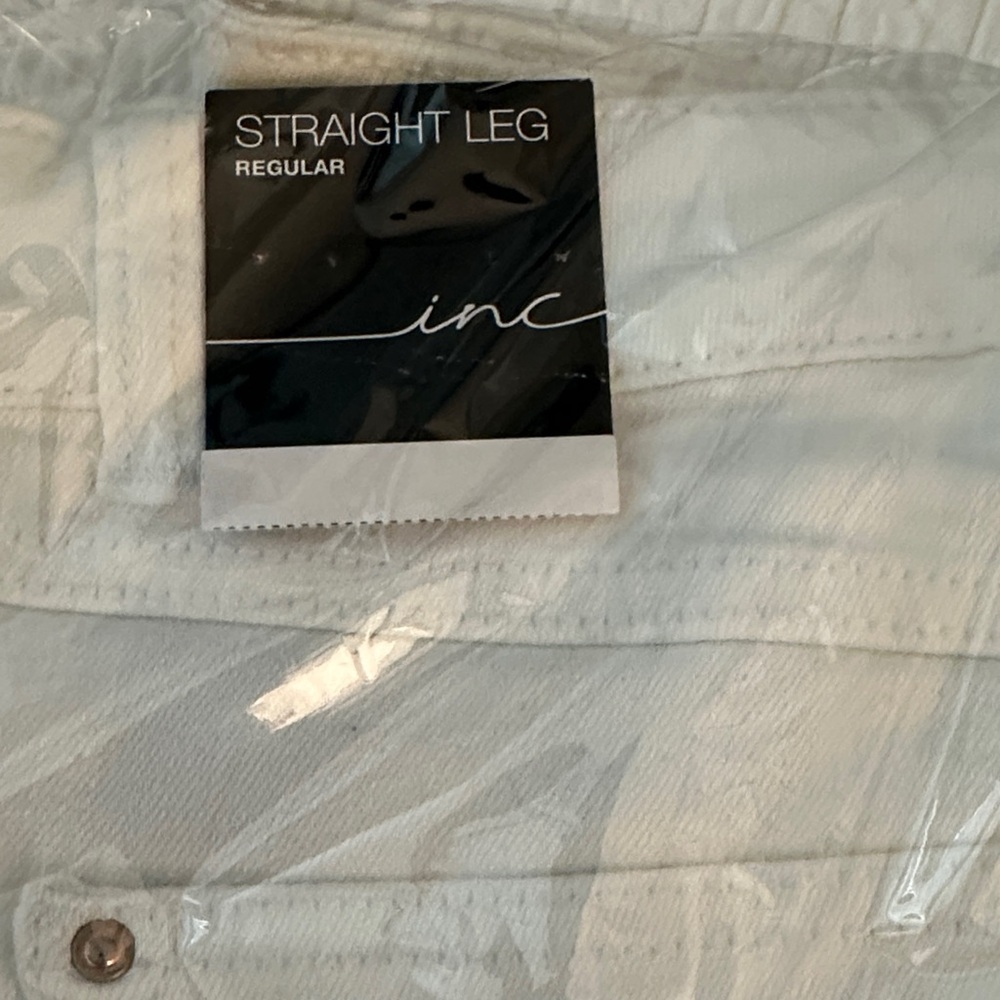 INC International Concepts Off-White Straight Leg Jeans